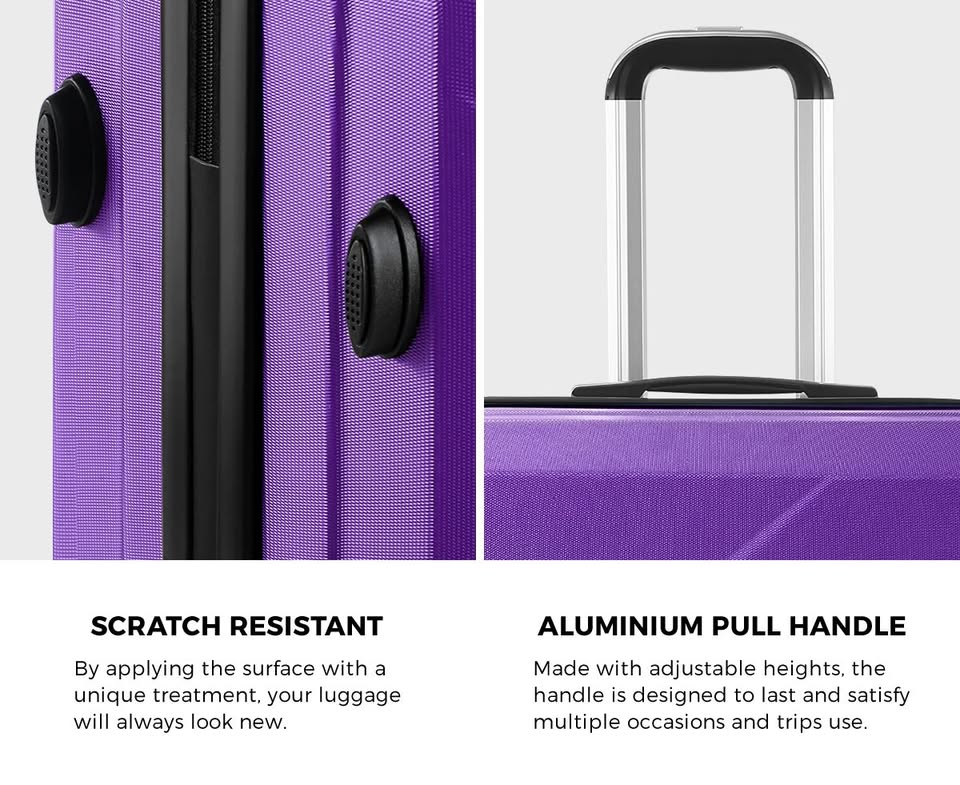 LGS-A2-2PCS-PP Mazam 2PCS Luggage Suitcase Trolley Set Travel TSA Lock Storage Hard Case Purple