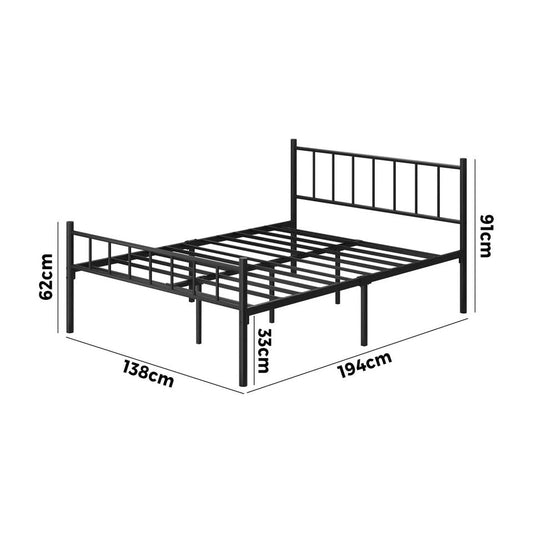 MBF-COMA-D-BK Oikiture Bed Frame Double Size Metal Base Platform Foundation Black
