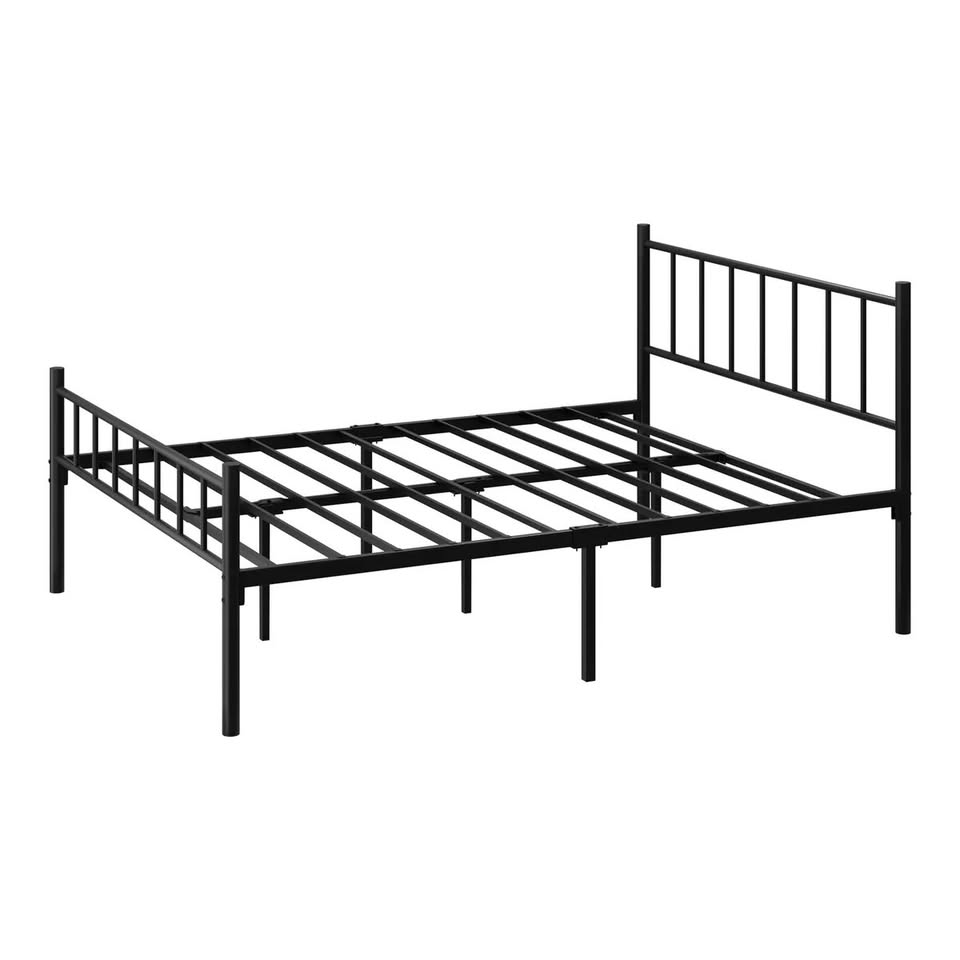 MBF-COMA-D-BK Oikiture Bed Frame Double Size Metal Base Platform Foundation Black