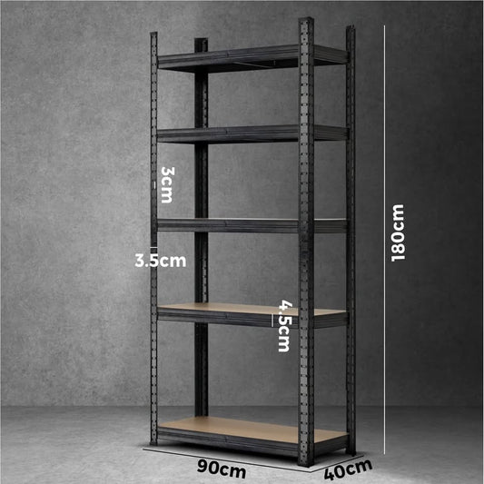WR-A1-S2-BK Sharptoo Warehouse Shelving Garage Shelves Storage Rack Steel Pallet Racking 180cm x 90cm x 40cm