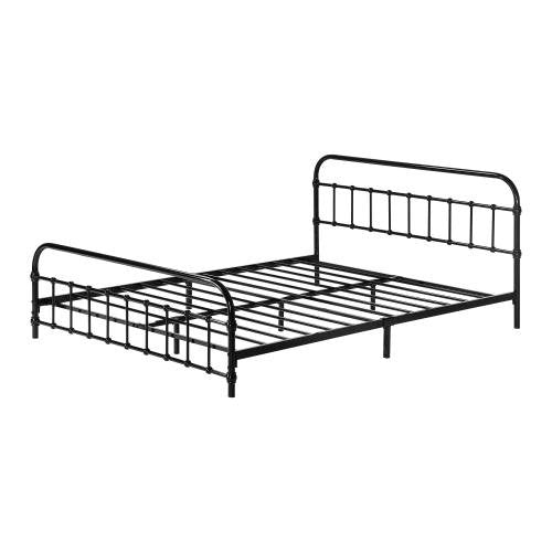 MBF-CAS-D-BK Oikiture Metal Bed Frame Double Size Railing-style Black