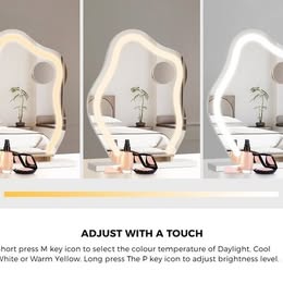 MM-5745LED-3TR-WH Oikiture Bluetooth Hollywood Makeup Mirror LED Light 45x58cm Vanity Mirrors
