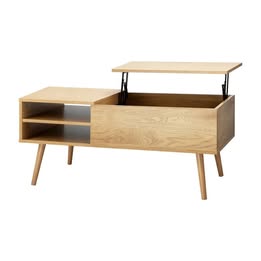 CTB-PUK-WD Oikiture Coffee Table Lift Up Top Modern Tables Hidden Book Storage Shelf Wood