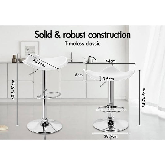 A-BAR-PETAL-WHX2 ALFORDSON 2x Bar Stools Modern Backless Gas Lift White