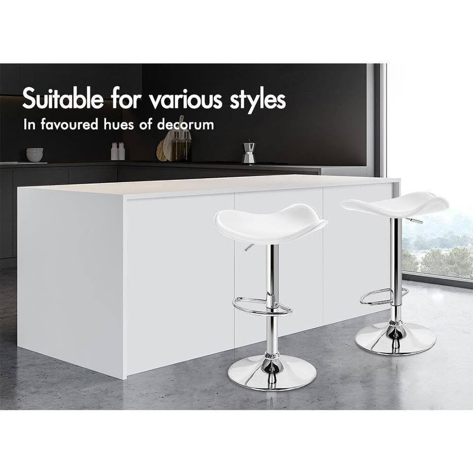 A-BAR-PETAL-WHX2 ALFORDSON 2x Bar Stools Modern Backless Gas Lift White