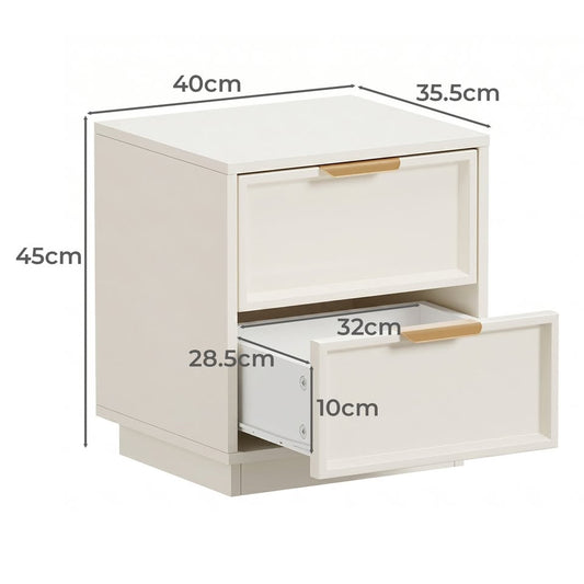 BT-BONDI-2D-WH Wellesley Bedside Table 2 Drawers White Color