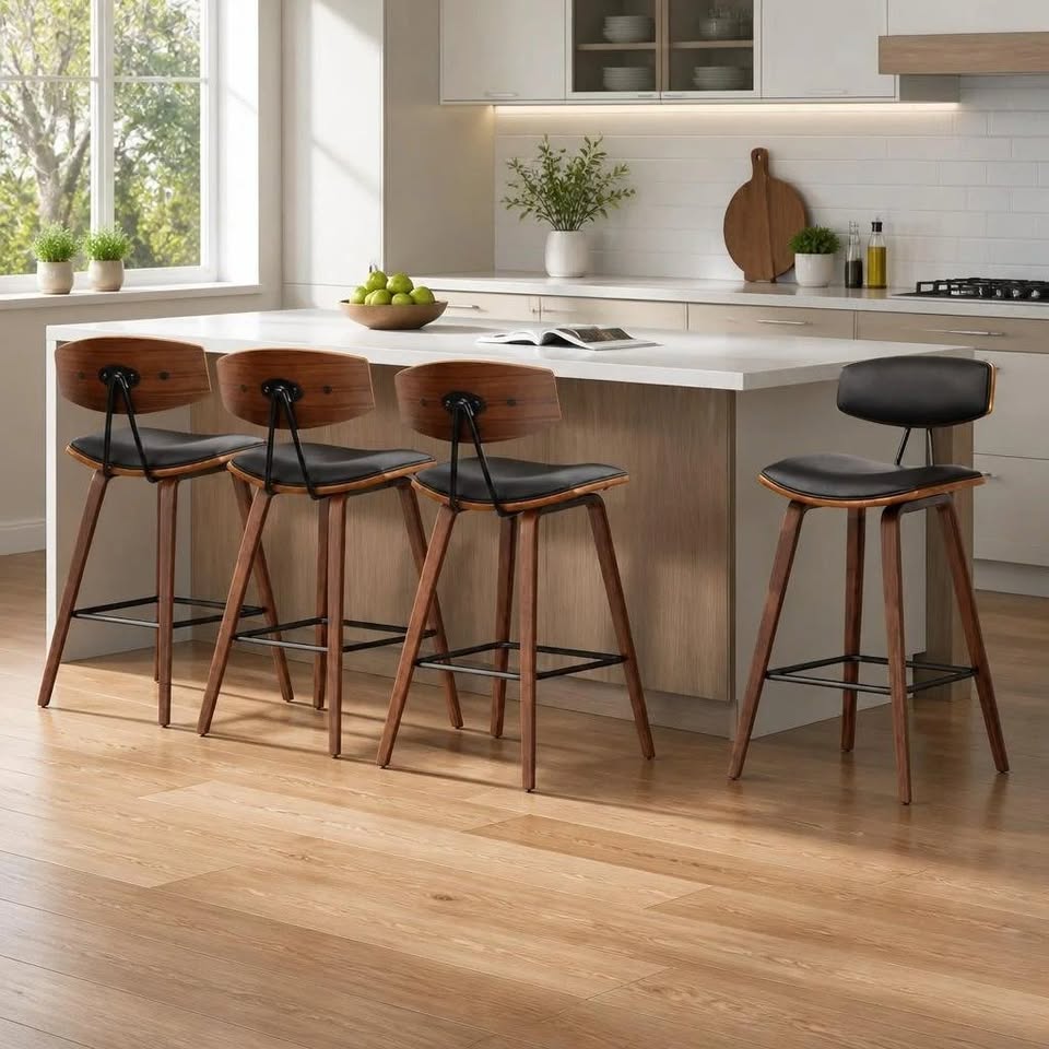A-BAR-BENT-54-BKX2 ALFORDSON 2x Bar Stools Vintage Wooden Chairs Black