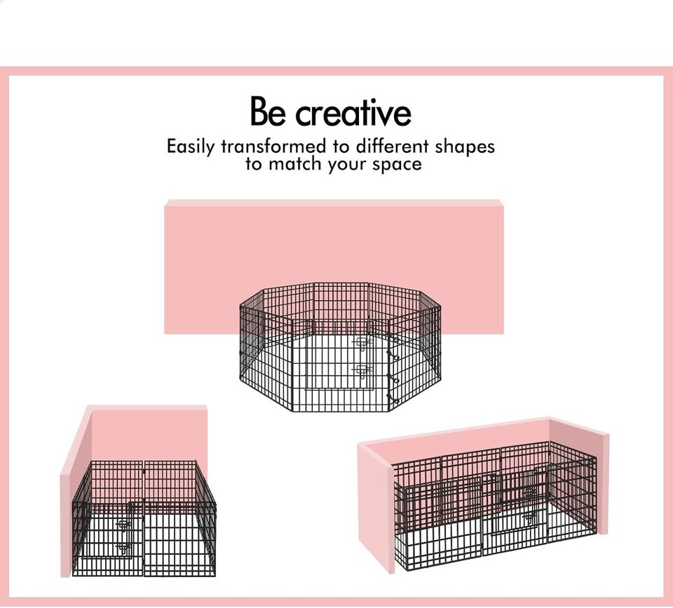 A-PET-PP-36 BEASTIE Metal Dog Playpen, 36in Foldable Portable Dog Pen with 8 Panels