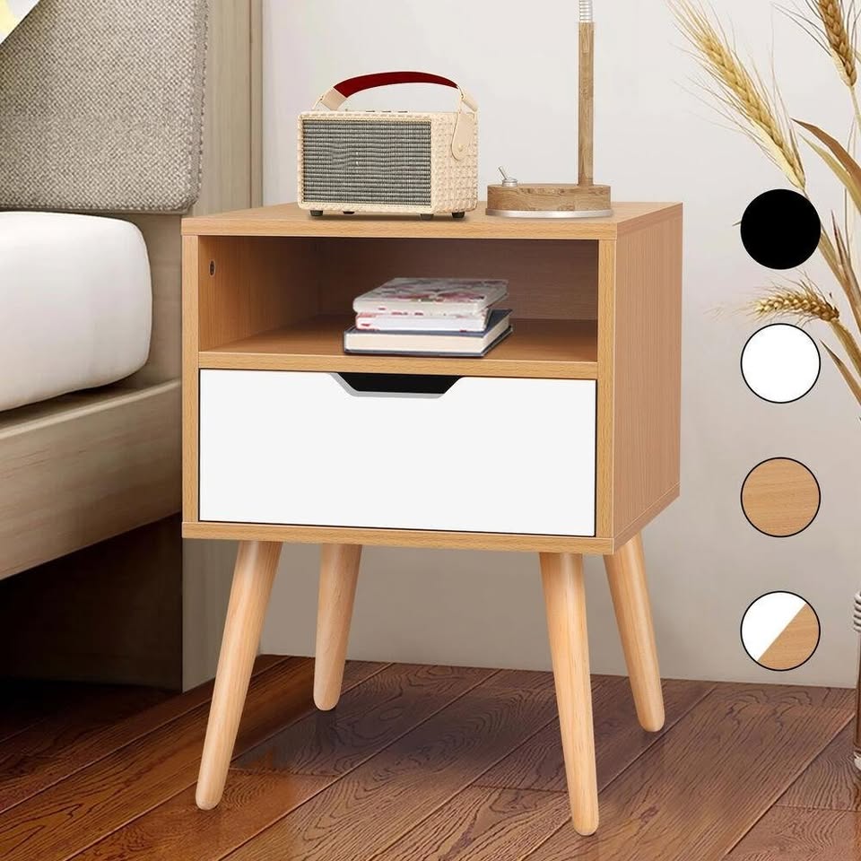 A-BST-4LG-TT-WDWH ALFORDSON Bedside Table Nightstand Scandinavian Wood White
