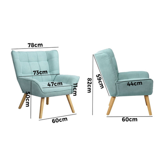 ACH-A3-BL Oikiture Armchair Fabric Upholstered Tub Chair Blue