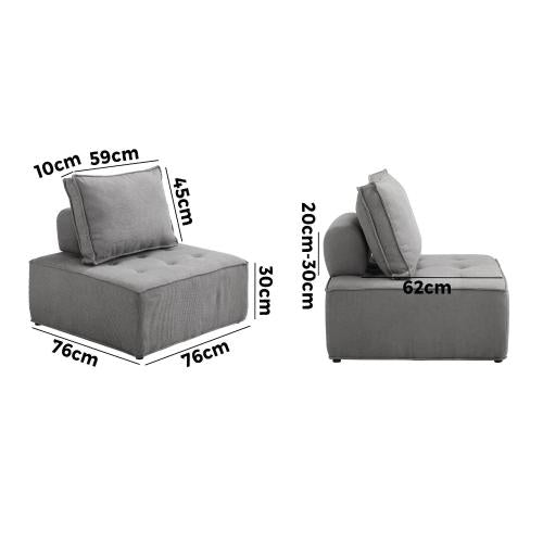 ACH-TOFU-GY Oikiture Armless Sofa with Adjustable Back Modular Grey