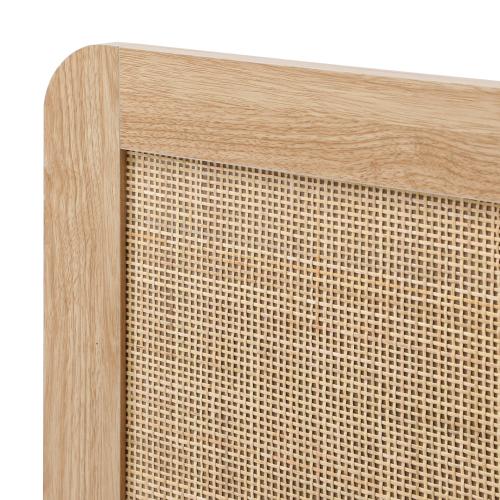 BF-LUNA-KS-WD-AB Oikiture Wooden Bed Frame King Single Rattan Headboard
