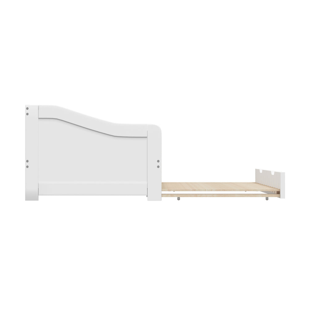 BF-W-A7-T1-WH-AB Oikiture Trundle Bed Frame Daybed Single Size Wooden