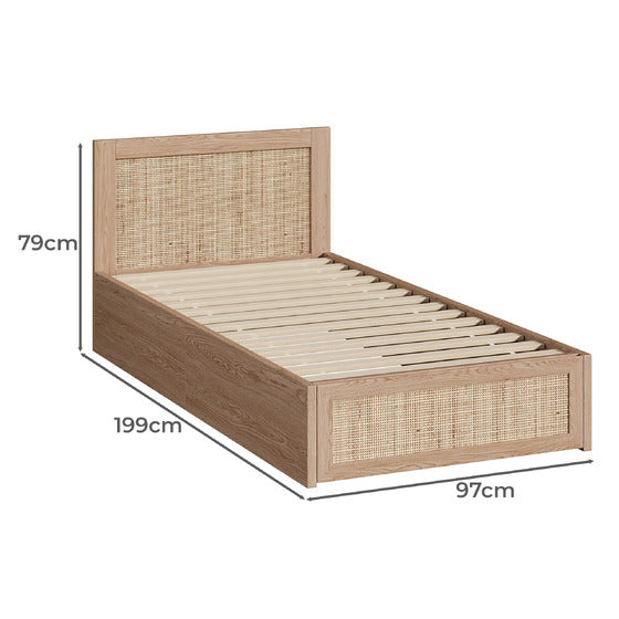 BF-MARX-S-WD-ABC Holly Rattan Platform Single Bed with Underbed Drawers