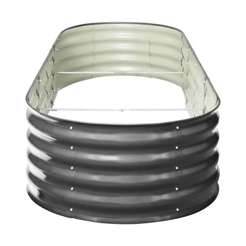 GB-O42-24080-GY Livsip Galvanised Raised Garden Bed Steel Instant Planter Oval 240X80X42CM