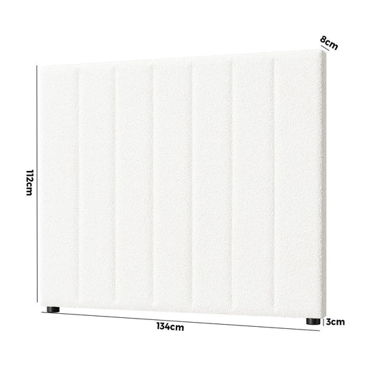 HB-EDDI-SP-WH Oikiture Bed Frame Headboard King Single / Single White Boucle