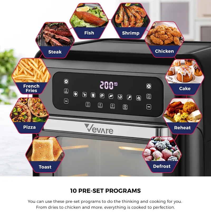 AF-A5-BK Vevare Air Fryer 12L Fryers Oven LCD Touch Oil Free Cooker 1500W Kitchen
