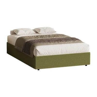 BF-B-TOTI-D-SP-GN-AB Oikiture Bed Frame King Single Size Gas Lift Base with Storage Boucle Green