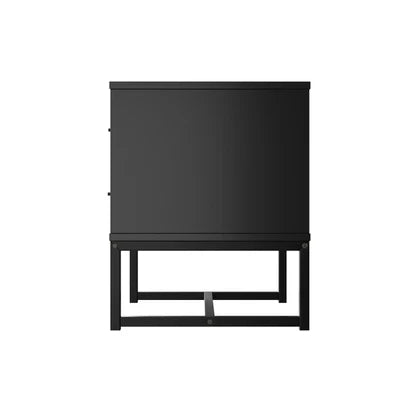 BT-MF-HONY-2D-BKWD Oikiture Bedside Table 2 Drawers Side Tables Storage Nightstand Metal Industrial