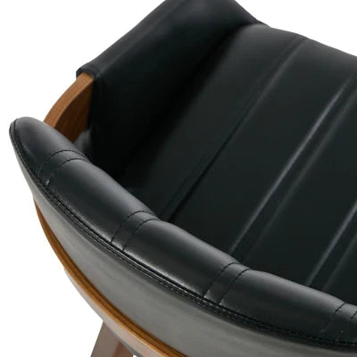 DCH-AIC-NEO-BK-2PC Oikiture 2x Dining Chairs PU Leather Kitchen Chairs Bentwood Armchair Black