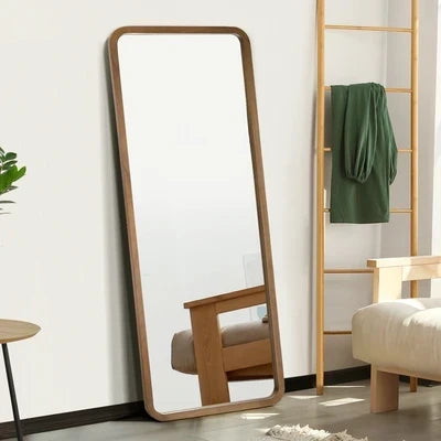 FM-B-RECT-18070-WN Oikiture Full Length Mirror 180x70cm Rectangle Dressing Floor Mirrors Walnut
