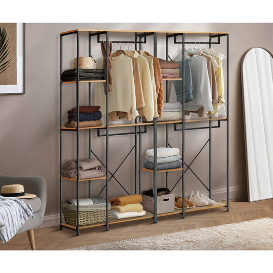 Oikiture Clothes Rack Large Open Wardrobe Garment Coat Hanging Rail 5 shelves