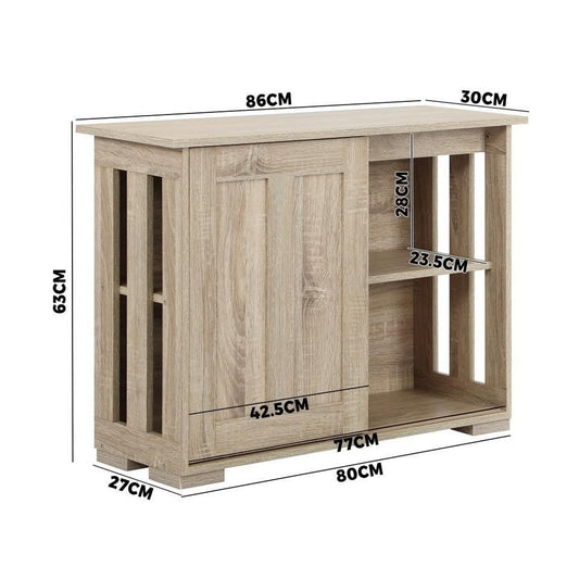 SB-S-A32-WD Oikiture Sideboard with Sliding Doors Wooden