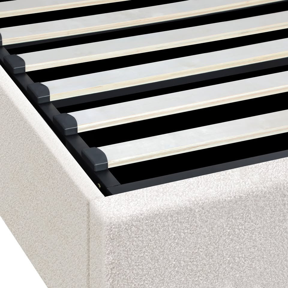 BF-B-TOTI-KS-WH-AB White King Single Size Seraphine Boucle Gas Lift Bed Base