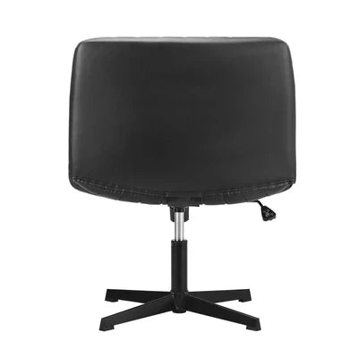 OCH-CROSS-LEA-BK Oikiture Mid Back Armless Office Desk Chair Wide Seat PU Leather Black