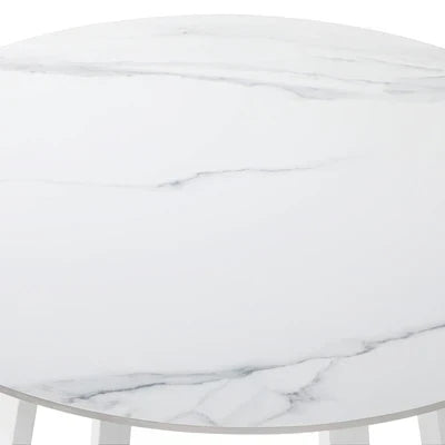 ODDS-MARBLE-90-WH Livsip 90cm Outdoor Dining Sintered Stone Table Patio Furniture Bistro Set White