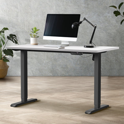 SD-LEG-120M-BK+DB-SLIM-12-WH Oikiture 120CM Electric Standing Desk Single Motor Frame with Tabletop 3 Colour