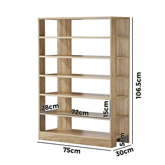 SS-BD-6S-WD Oikiture Shoe Rack 7 Tiers Shelf Storage Cabinet Organiser 42 Pairs Natural