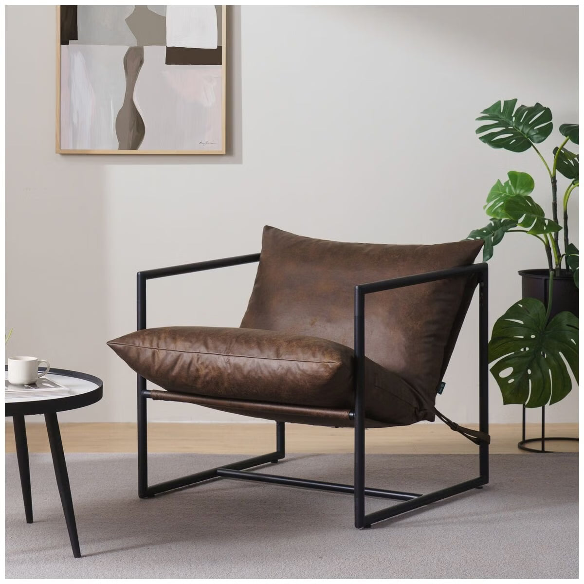 AU-USHSL3ZC-31C Eithan Faux Leather Sling Accent Chair
