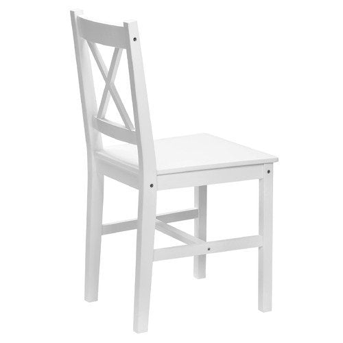 DCH-CROX-2PC-WH Oikiture 2x Dining Chairs Kitchen Furniture Table Chair Natural Pine Wood White