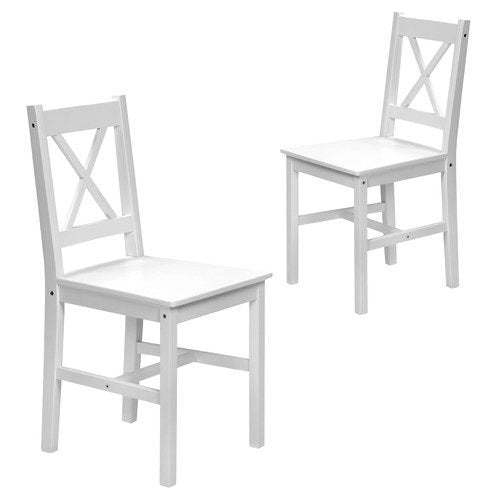 DCH-CROX-2PC-WH Oikiture 2x Dining Chairs Kitchen Furniture Table Chair Natural Pine Wood White