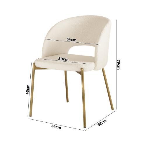 DCH-SURA-WHGD-2PC Oikiture Dining Chair Set of 2 Sherpa Kitchen Chair White and Gold