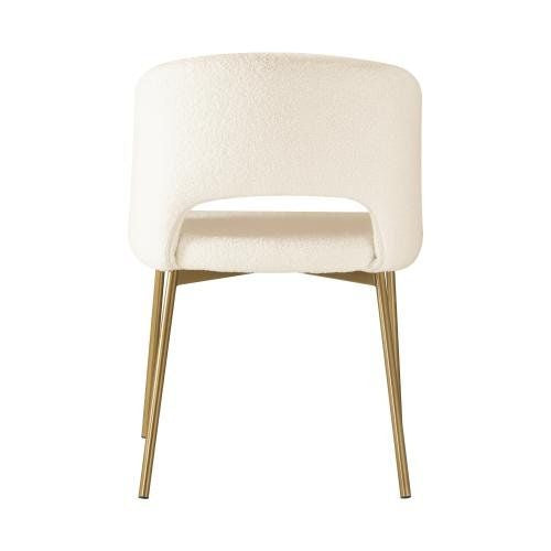 DCH-SURA-WHGD-2PC Oikiture Dining Chair Set of 2 Sherpa Kitchen Chair White and Gold