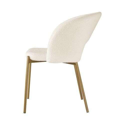 DCH-SURA-WHGD-2PC Oikiture Dining Chair Set of 2 Sherpa Kitchen Chair White and Gold