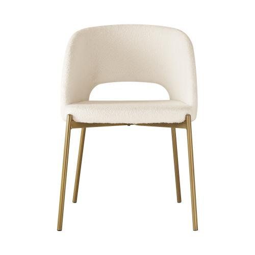 DCH-SURA-WHGD-2PC Oikiture Dining Chair Set of 2 Sherpa Kitchen Chair White and Gold
