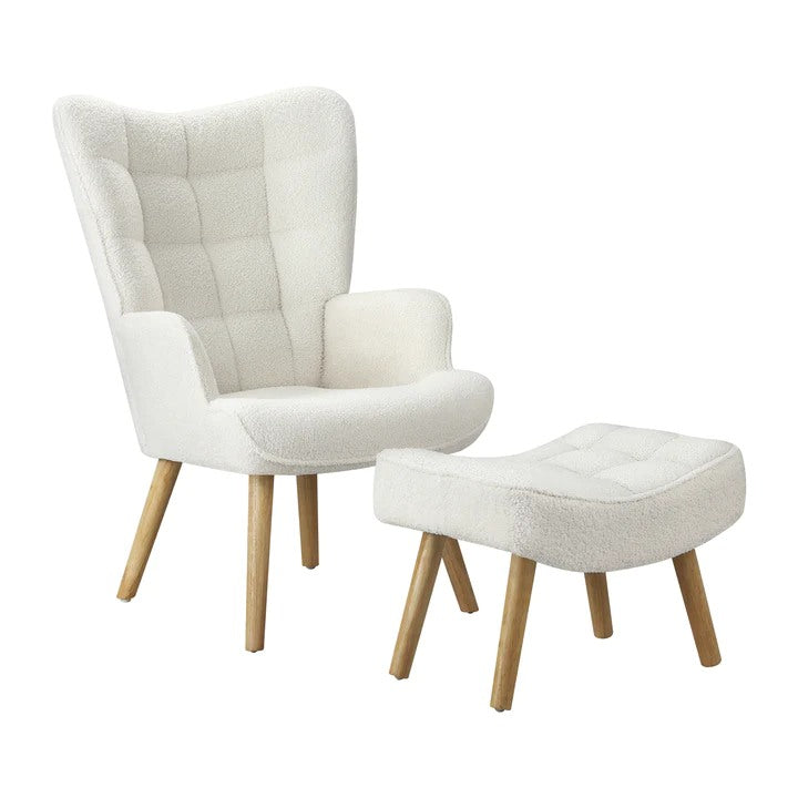 ACH-ST-A2-SP-WH Armchair Lounge Chair Ottoman Accent Armchairs Sherpa Sofa Chairs White