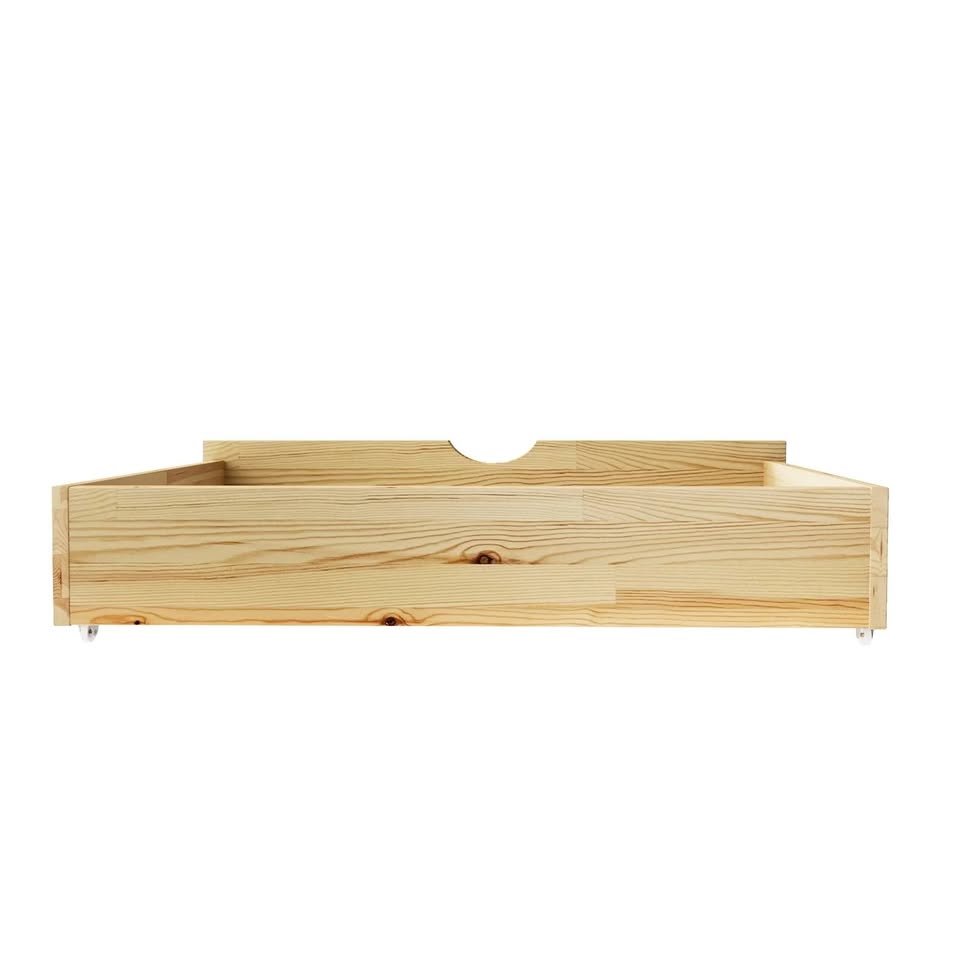 BF-W-B-2DRAW-WD Oikiture 2x Trundle Drawers for Bed Frame Base Storage with Wheels Wooden