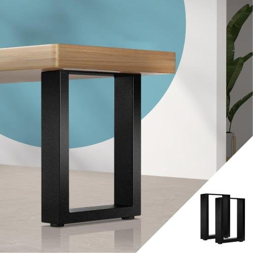 TBL-B1-S1-BK Oikiture Table Legs x2 Metal Rectangle DIY Desk 40 x 30cm