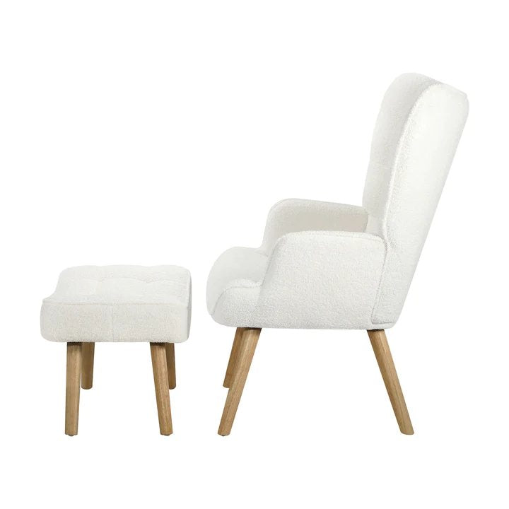 ACH-ST-A2-SP-WH Armchair Lounge Chair Ottoman Accent Armchairs Sherpa Sofa Chairs White