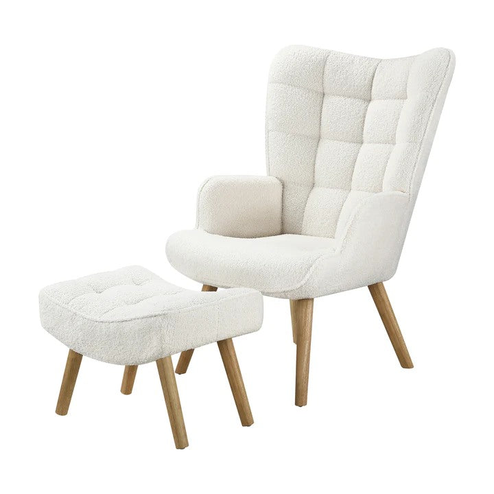 ACH-ST-A2-SP-WH Armchair Lounge Chair Ottoman Accent Armchairs Sherpa Sofa Chairs White