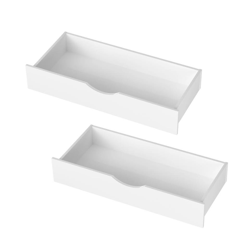 BF-W-2DRAW-WH Oikiture Storage Drawers Trundle for Wooden Bed Frame Base Timber White 2X