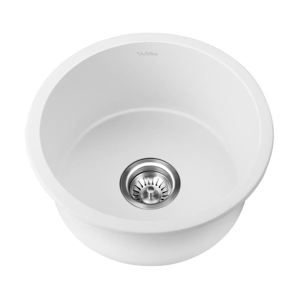 GSK-430R-WH Kitchen Granite Sink Stone Bathroom Basin Sink Single Bowl Under/Top Mount