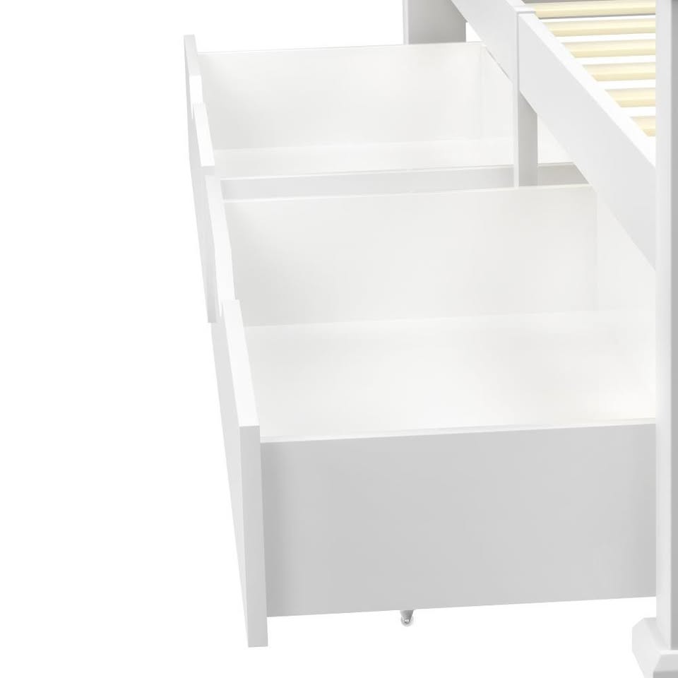 BF-W-2DRAW-WH Oikiture Storage Drawers Trundle for Wooden Bed Frame Base Timber White 2X