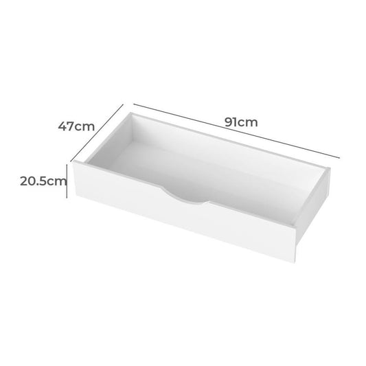 BF-W-2DRAW-WH Oikiture Storage Drawers Trundle for Wooden Bed Frame Base Timber White 2X