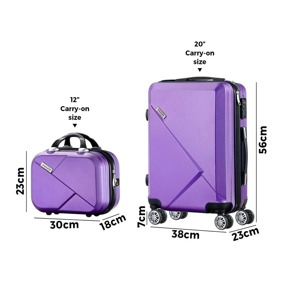 LGS-A2-2PCS-PP Mazam 2PCS Luggage Suitcase Trolley Set Travel TSA Lock Storage Hard Case Purple
