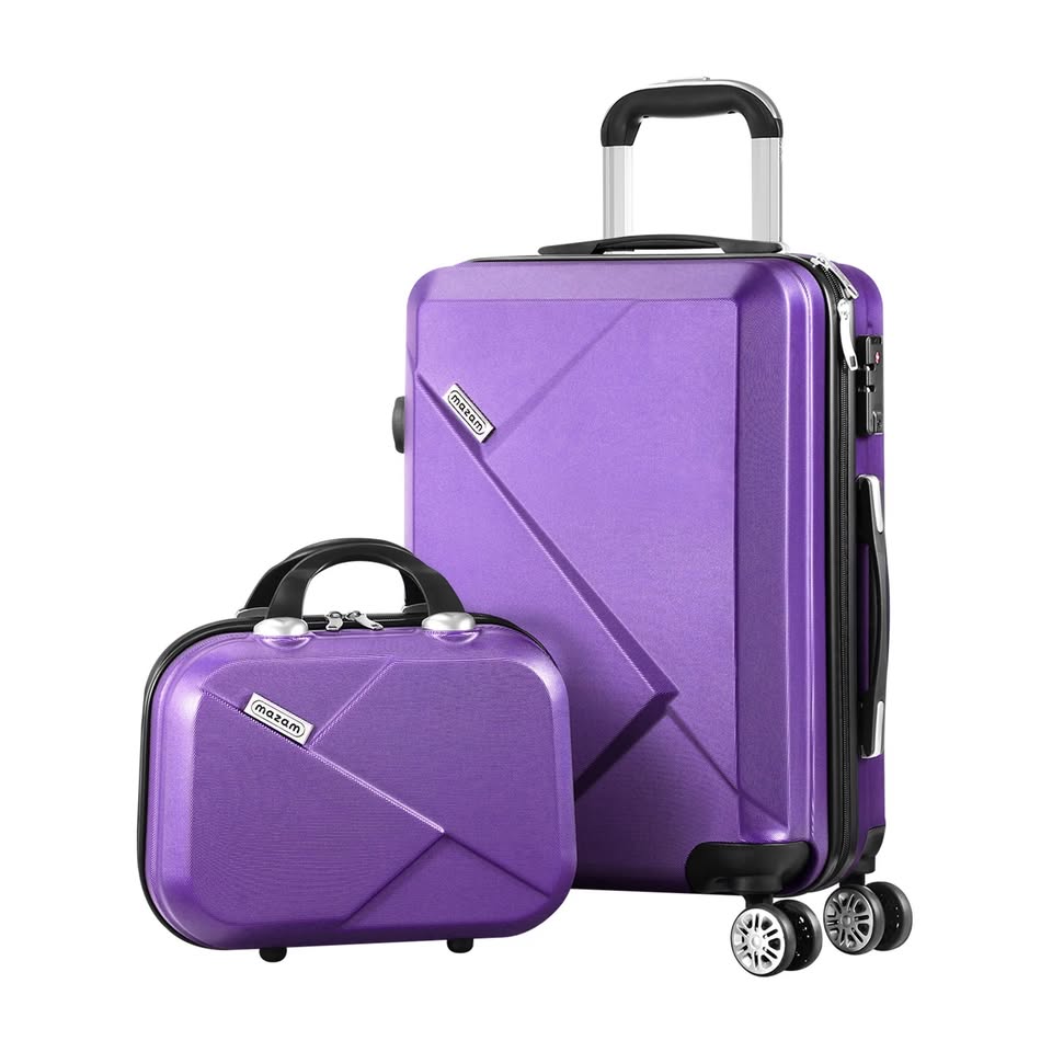LGS-A2-2PCS-PP Mazam 2PCS Luggage Suitcase Trolley Set Travel TSA Lock Storage Hard Case Purple